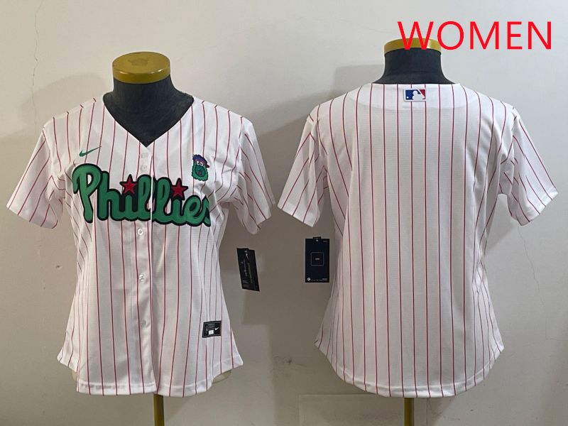 Women Philadelphia Phillies Blank White Stripe Second generation joint name 2025 Nike MLB Jersey style 8